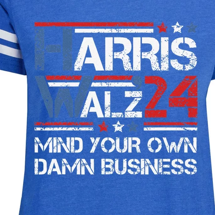 Kamala Harris Walz Waltz Mind Your Own Damn Business Gift Enza Ladies Jersey Football T-Shirt