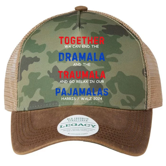 Kamala Harris Walz 2024 We Can End Dramala Traumala Legacy Tie Dye Trucker Hat