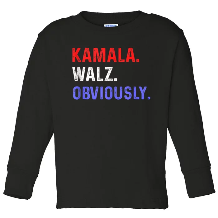 Kamala Harris Walz Obviously Toddler Long Sleeve Shirt