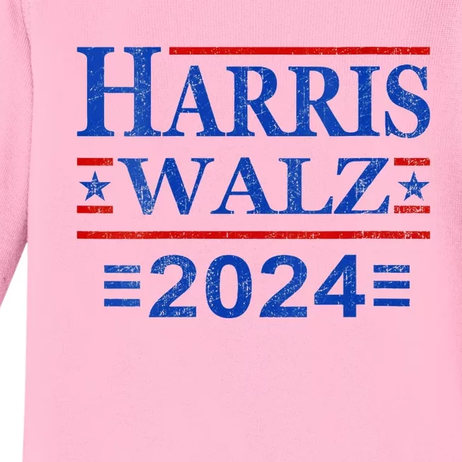 Kamala Harris Walz 2024 Democratic Vp President 47th Us Flag Baby Long Sleeve Bodysuit