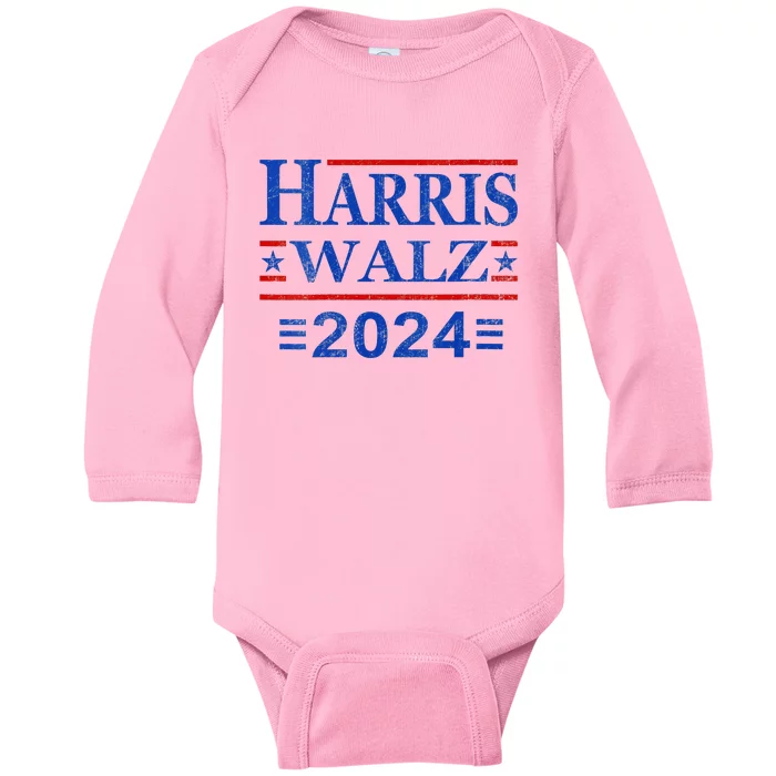 Kamala Harris Walz 2024 Democratic Vp President 47th Us Flag Baby Long Sleeve Bodysuit