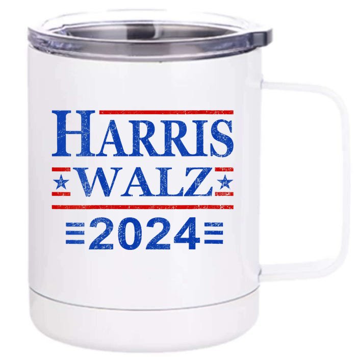 Kamala Harris Walz 2024 Democratic Vp President 47th Us Flag Front & Back 12oz Stainless Steel Tumbler Cup