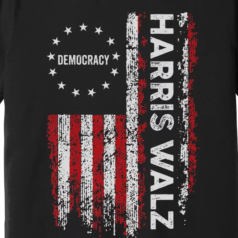 Kamala Harris Walz 2024 Harris Waltz Vp President 47th Flag Premium T-Shirt