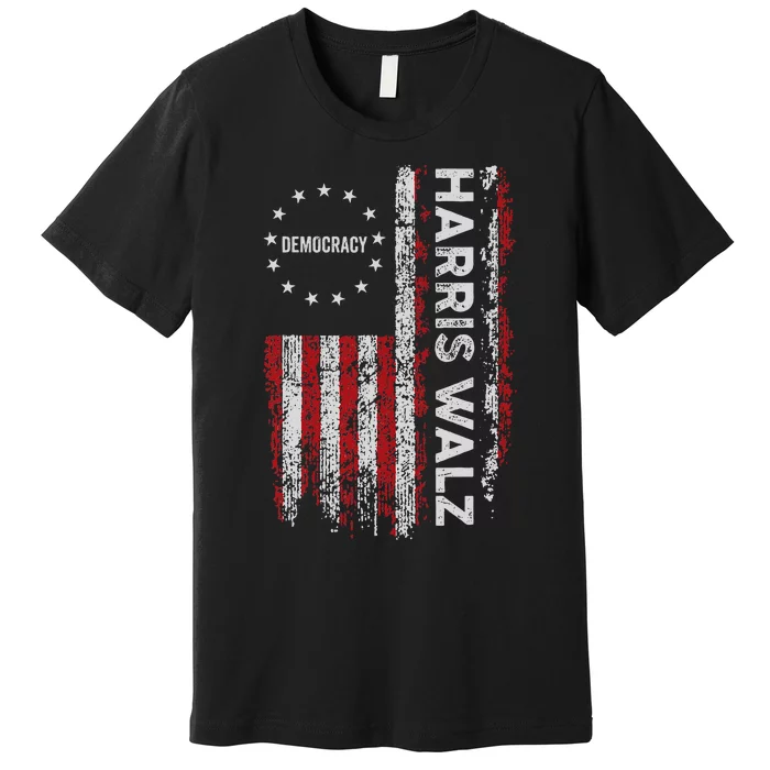 Kamala Harris Walz 2024 Harris Waltz Vp President 47th Flag Premium T-Shirt