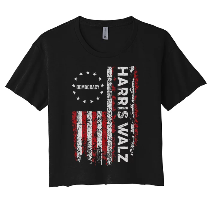 Kamala Harris Walz 2024 Harris Waltz Vp President 47th Flag Women's Crop Top Tee