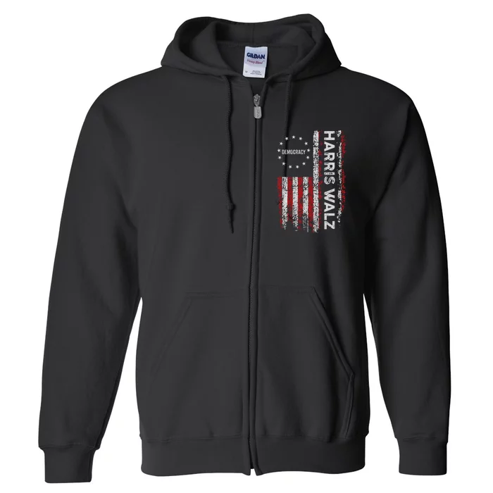 Kamala Harris Walz 2024 Harris Waltz Vp President 47th Flag Full Zip Hoodie