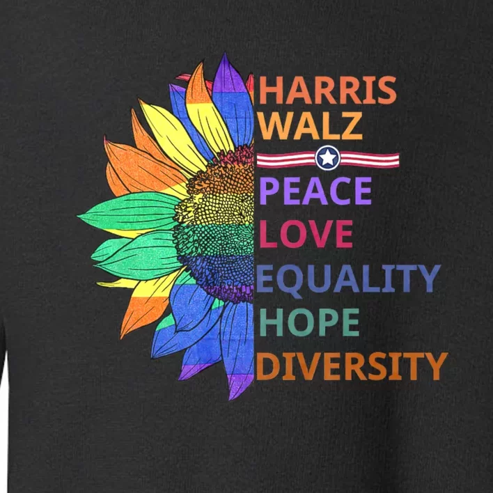 Kamala Harris Waltz Peace Love Equality Hope Diversity Toddler Sweatshirt