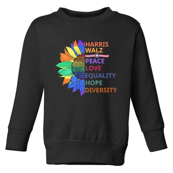 Kamala Harris Waltz Peace Love Equality Hope Diversity Toddler Sweatshirt