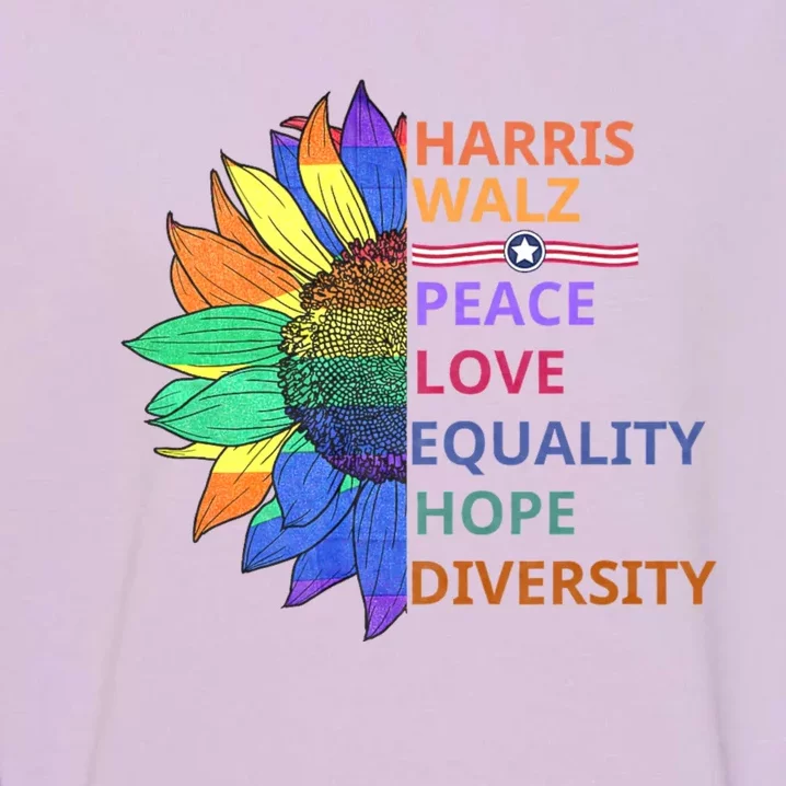 Kamala Harris Waltz Peace Love Equality Hope Diversity Garment-Dyed Sweatshirt