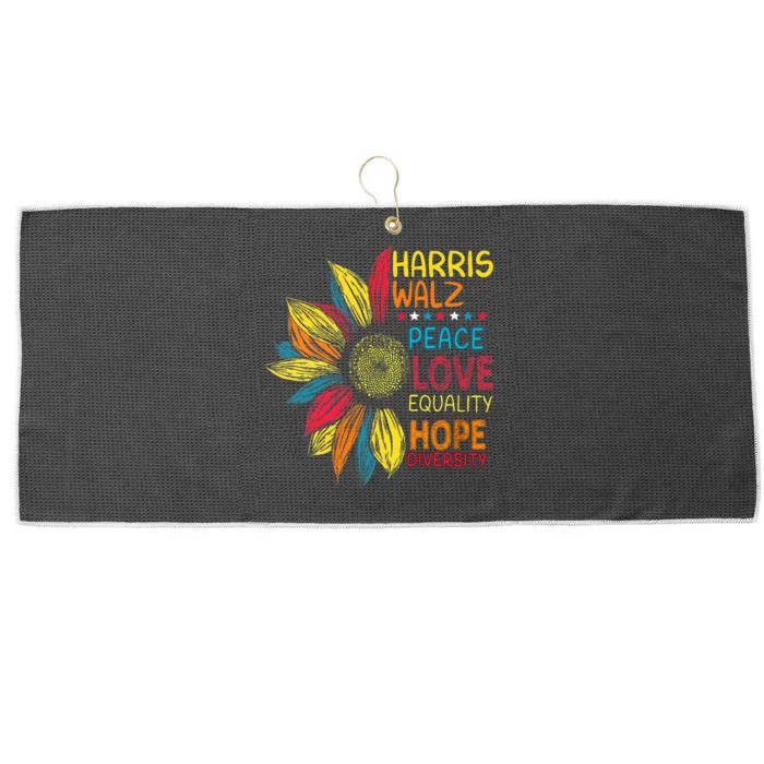 Kamala Harris Walz Peace Love Equality Hope Diversity Large Microfiber Waffle Golf Towel