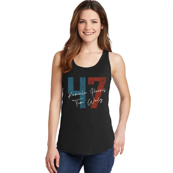 Kamala Harris Walz 2024 Harris Waltz President Democratic 47 Ladies Essential Tank