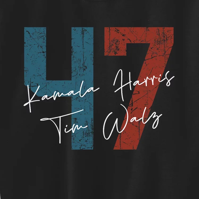 Kamala Harris Walz 2024 Harris Waltz President Democratic 47 Kids Sweatshirt