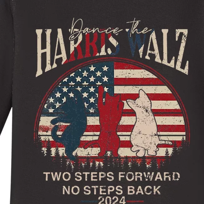 Kamala Harris Walz 2024 Waltz Dance 2 Steps Forward Baby Long Sleeve Bodysuit