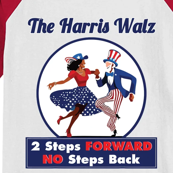 Kamala Harris Walz 2024 Waltz Dance 2 Steps Forward Not Back Kids Colorblock Raglan Jersey