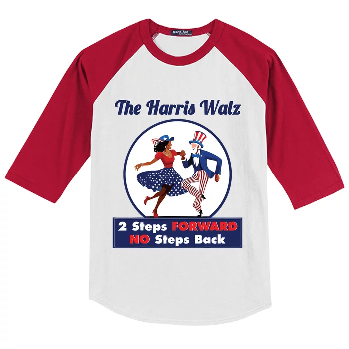 Kamala Harris Walz 2024 Waltz Dance 2 Steps Forward Not Back Kids Colorblock Raglan Jersey