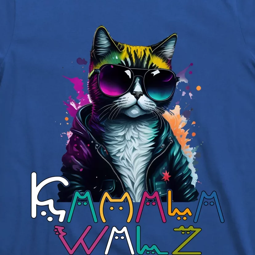 Kamala Harris Walz Cat Lettering Funny Harris Waltz 2024 Cat Funny Gift T-Shirt