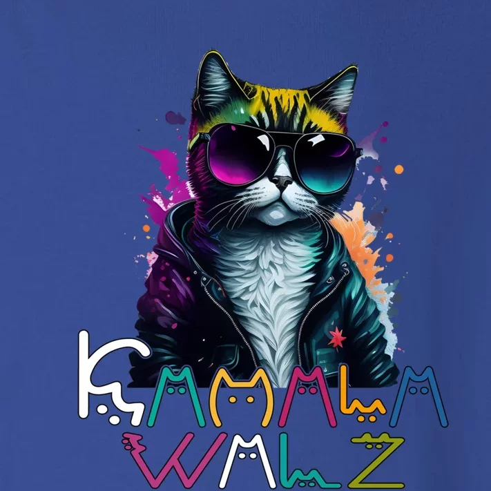 Kamala Harris Walz Cat Lettering Funny Harris Waltz 2024 Cat Funny Gift Toddler Long Sleeve Shirt