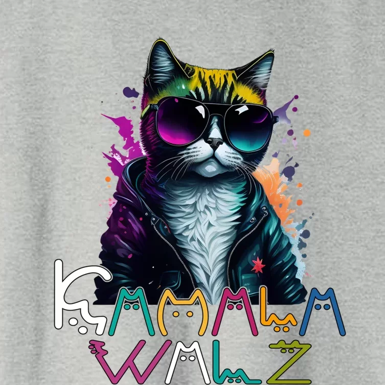 Kamala Harris Walz Cat Lettering Funny Harris Waltz 2024 Cat Funny Gift Women's Crop Top Tee