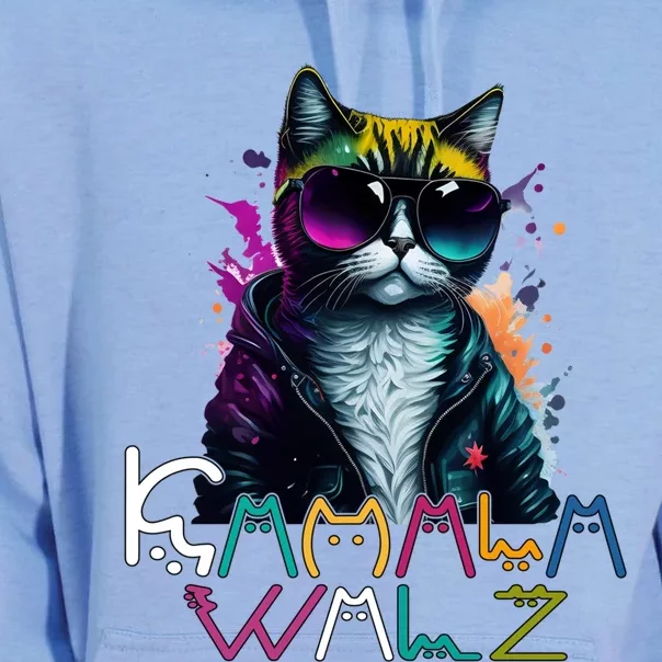 Kamala Harris Walz Cat Lettering Funny Harris Waltz 2024 Cat Funny Gift Unisex Surf Hoodie