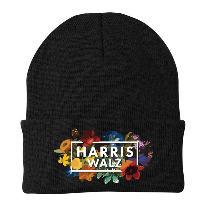 Kamala Harris Walz 2024 Floral Flowers Box Harris Waltz 2024 Knit Cap Winter Beanie