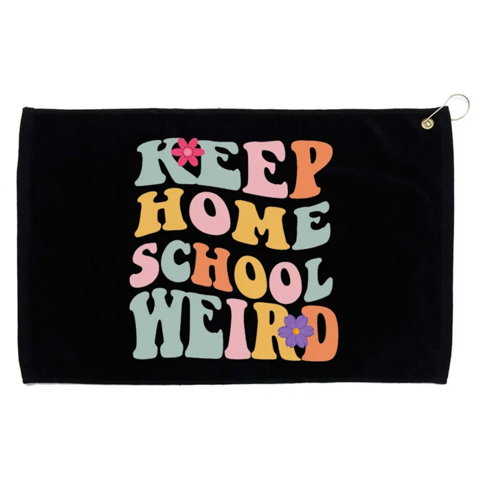 Keep Homeschool Weird Funny Homeschool Mom Retro Groovy Grommeted Golf Towel