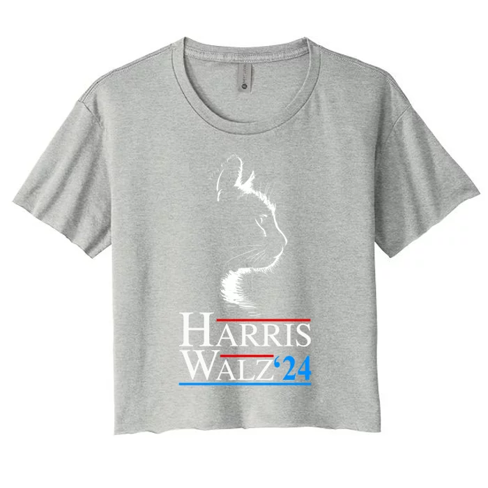 Kamala Harris Walz Waltz 2024 Vp President Funny Cat Ladies Gift Women's Crop Top Tee