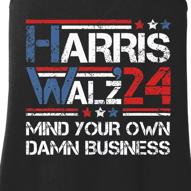 Kamala Harris Walz Mind Your Own Damn Business Ladies Essential Tank