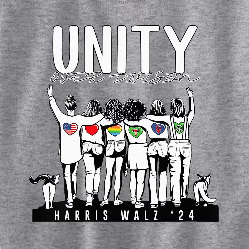 Kamala Harris Walz Women 2024 Unity Over Division Kids Sweatshirt