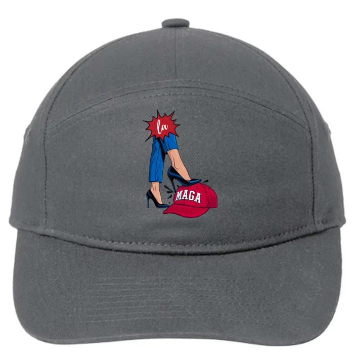 Kamala Harris With High Heels Stepping On Red Hat 2024 Funny 7-Panel Snapback Hat