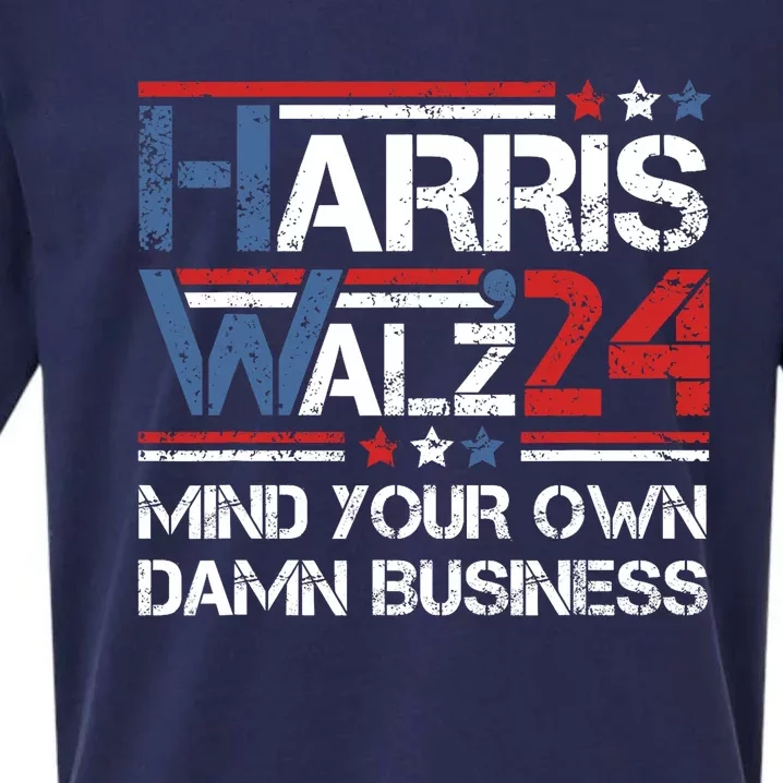 Kamala Harris Walz Waltz Mind Your Own Damn Business Sueded Cloud Jersey T-Shirt