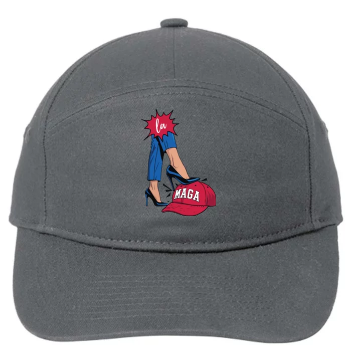 Kamala Harris With High Heels Stepping On Red Hat 2024 Funny 7-Panel Snapback Hat