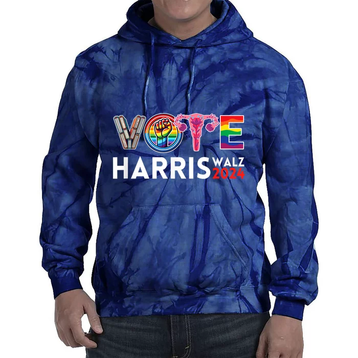 Kamala Harris Walz 2024 Lgbt Vote Harris Walz Waltz Tie Dye Hoodie