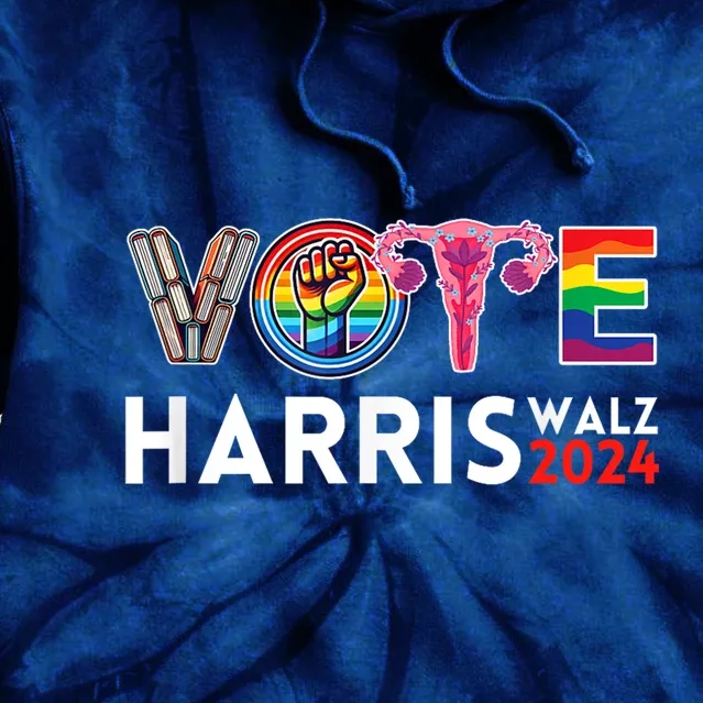 Kamala Harris Walz 2024 Lgbt Vote Harris Walz Waltz Tie Dye Hoodie