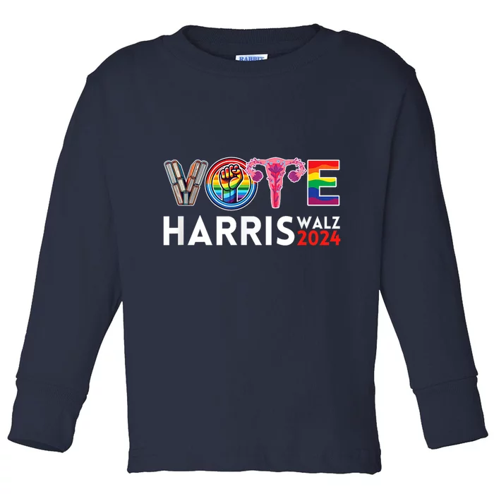 Kamala Harris Walz 2024 Lgbt Vote Harris Walz Waltz Toddler Long Sleeve Shirt