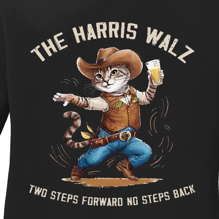 Kamala Harris Walz 2024 Waltz Dance 2 Steps Forward Not Back Ladies Long Sleeve Shirt