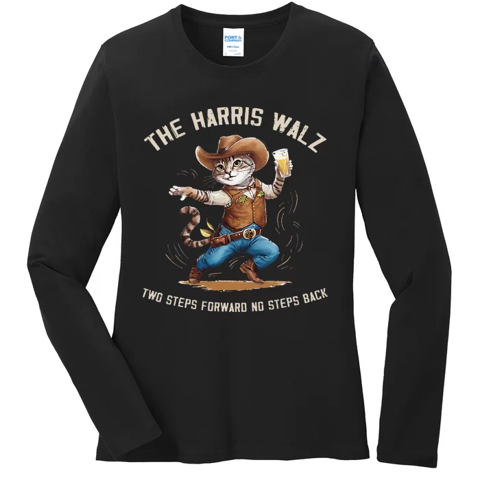 Kamala Harris Walz 2024 Waltz Dance 2 Steps Forward Not Back Ladies Long Sleeve Shirt