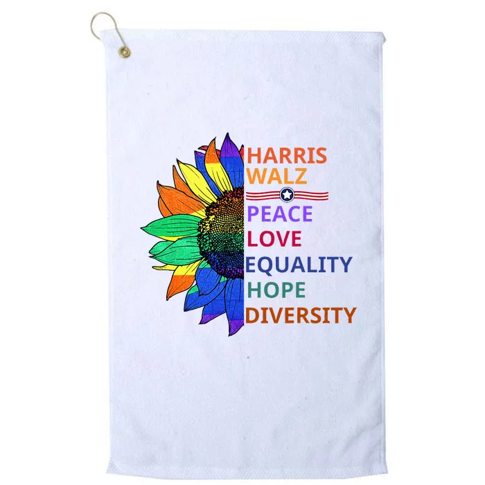 Kamala Harris Waltz Peace Love Equality Hope Diversity Platinum Collection Golf Towel