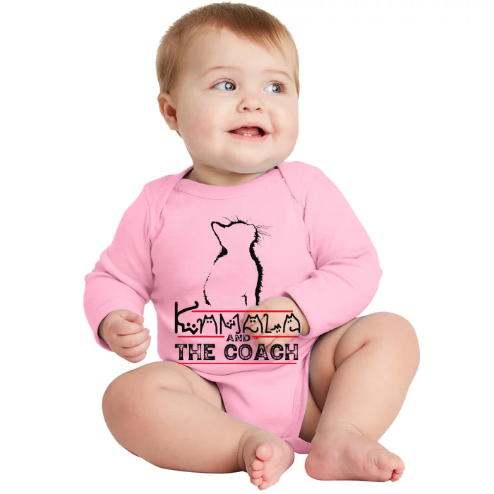 Kamala Harris Walz Cat Lettering Funny Harris Waltz 2024 Cat Baby Long Sleeve Bodysuit