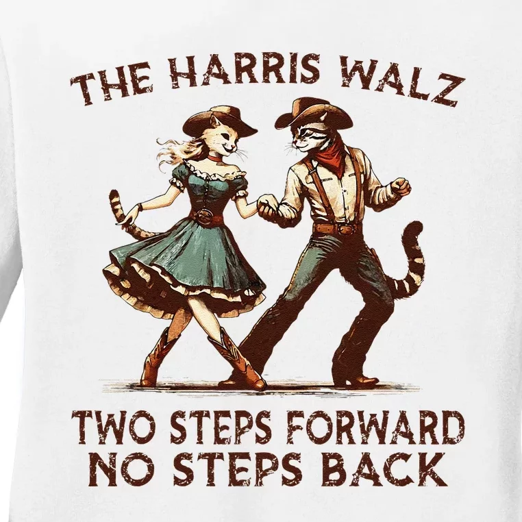 Kamala Harris Walz 2024 Waltz Dance 2 Steps Forward Not Back Ladies Long Sleeve Shirt