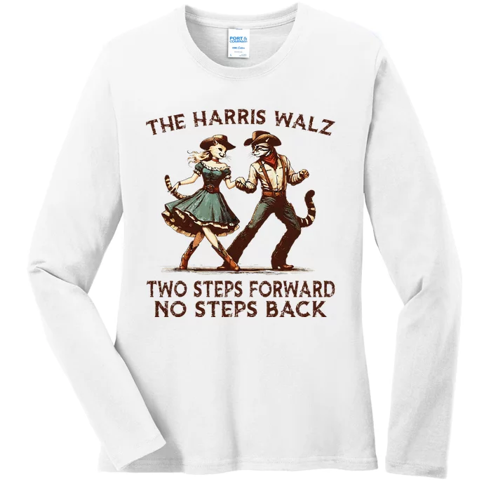 Kamala Harris Walz 2024 Waltz Dance 2 Steps Forward Not Back Ladies Long Sleeve Shirt