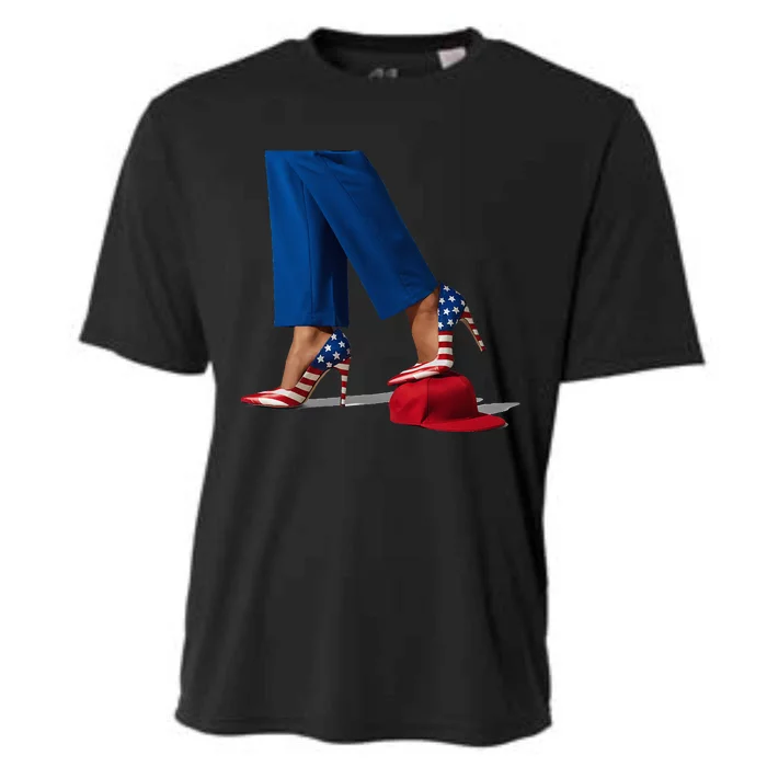 Kamala Harris With High Heels Stepping On Red Hat Cooling Performance Crew T-Shirt