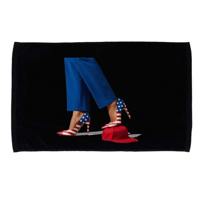 Kamala Harris With High Heels Stepping On Red Hat Microfiber Hand Towel