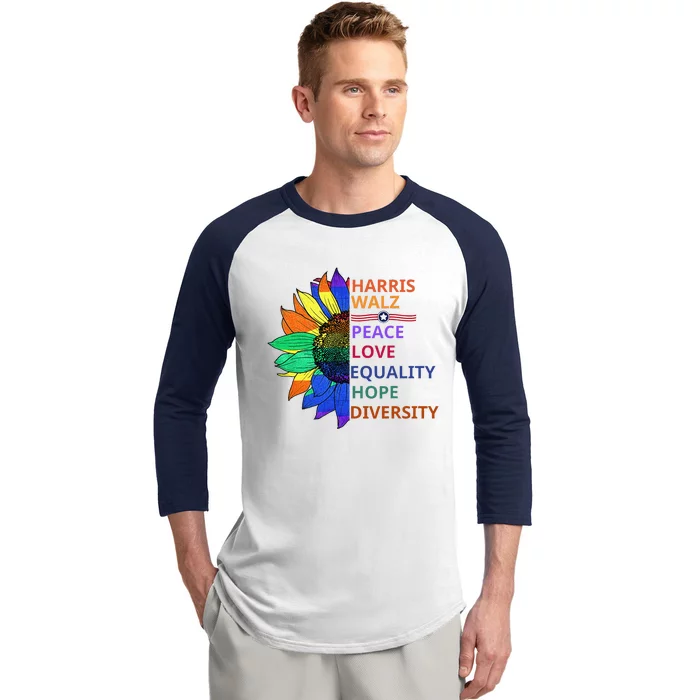 Kamala Harris Waltz Peace Love Equality Hope Diversity Gift Baseball Sleeve Shirt