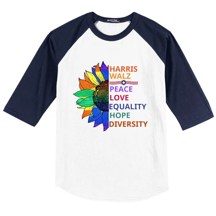 Kamala Harris Waltz Peace Love Equality Hope Diversity Gift Baseball Sleeve Shirt