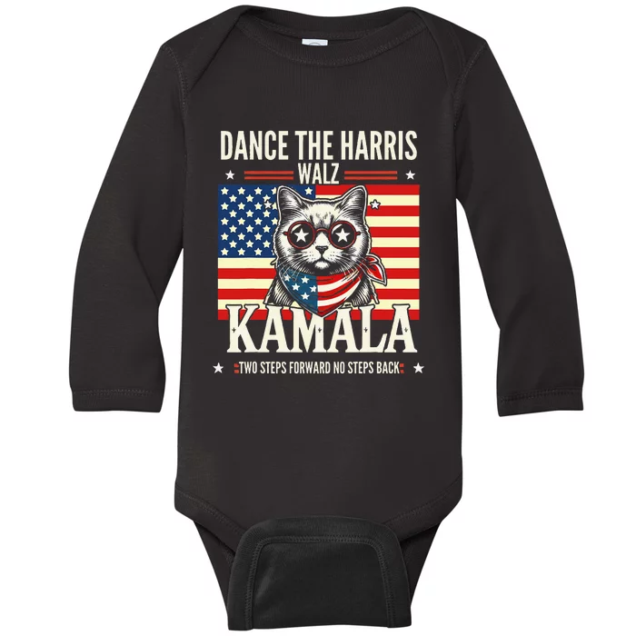 Kamala Harris Walz 2024 Waltz Dance 2 Steps Forward Baby Long Sleeve Bodysuit