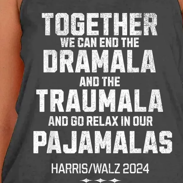 Kamala Harris Walz 2024 We Can End Dramala Traumala Women's Knotted Racerback Tank