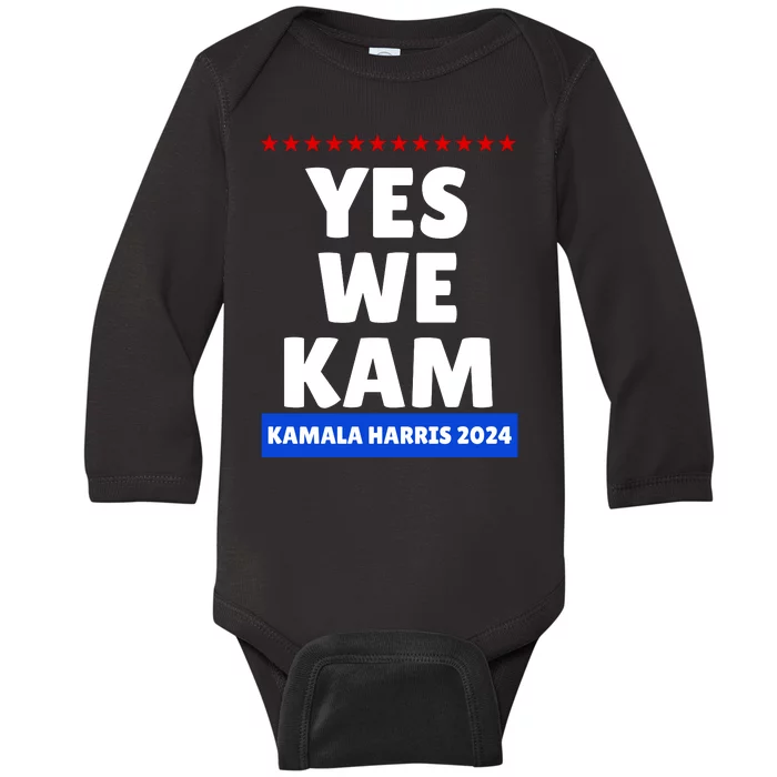 Kamala Harris Yes We Kam! For Us President 2024 Baby Long Sleeve Bodysuit