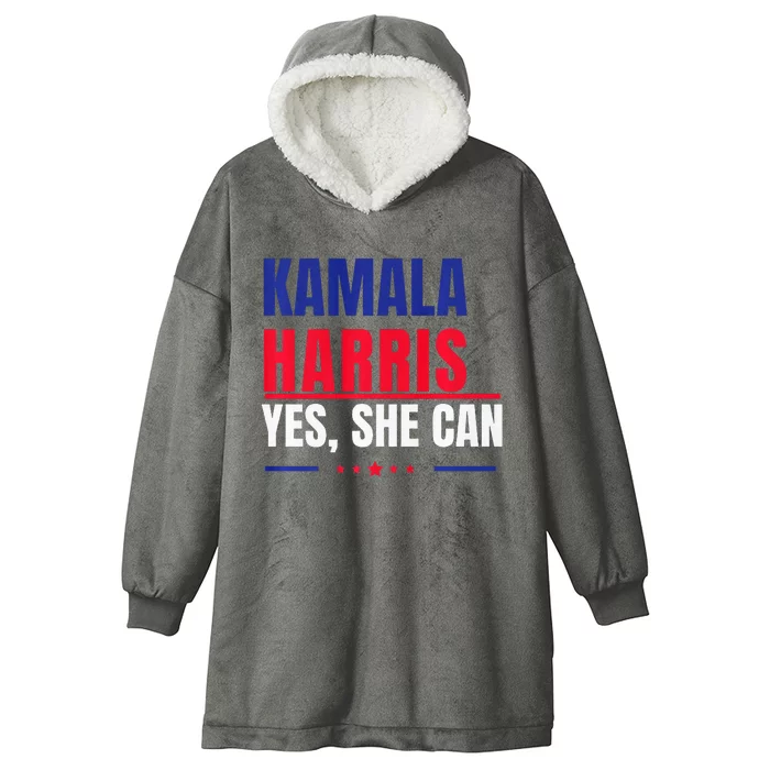 Kamala Harris Yes She Can Bold Political Statement Premium Hooded Wearable Blanket