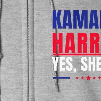 Kamala Harris Yes She Can Bold Political Statement Premium Full Zip Hoodie