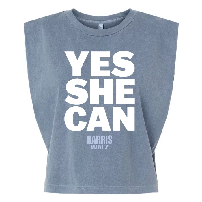 Kamala Harris Yes She Can Harris Walz Garment-Dyed Women's Muscle Tee